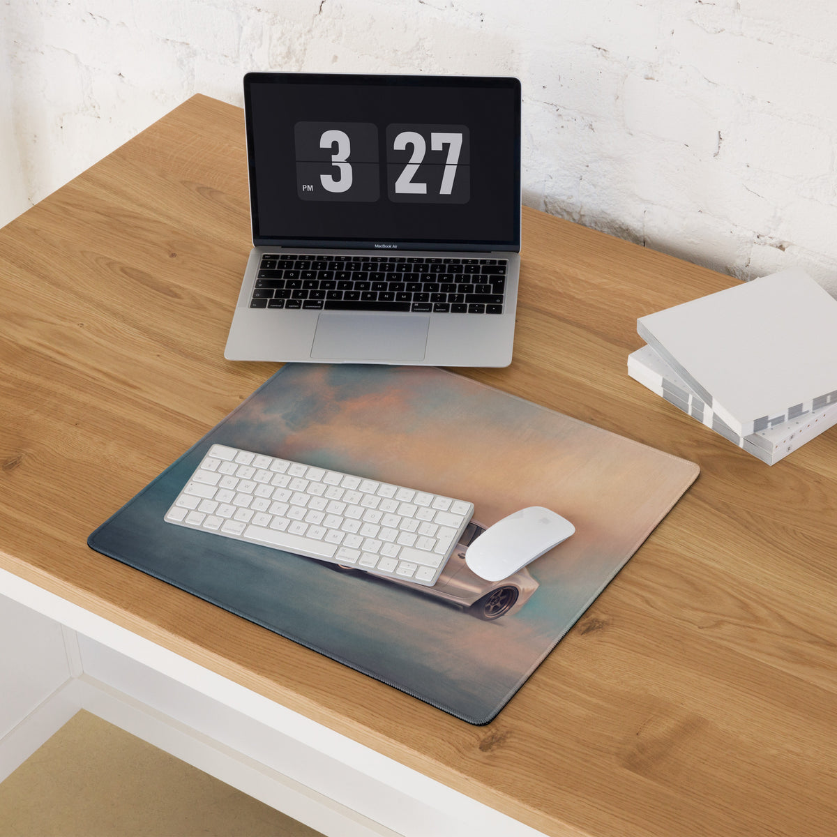 Audi A7 Inspired Pearl White Stance Desk Pad – Ultra-Glide Stitched Edge Gaming Mouse Mat