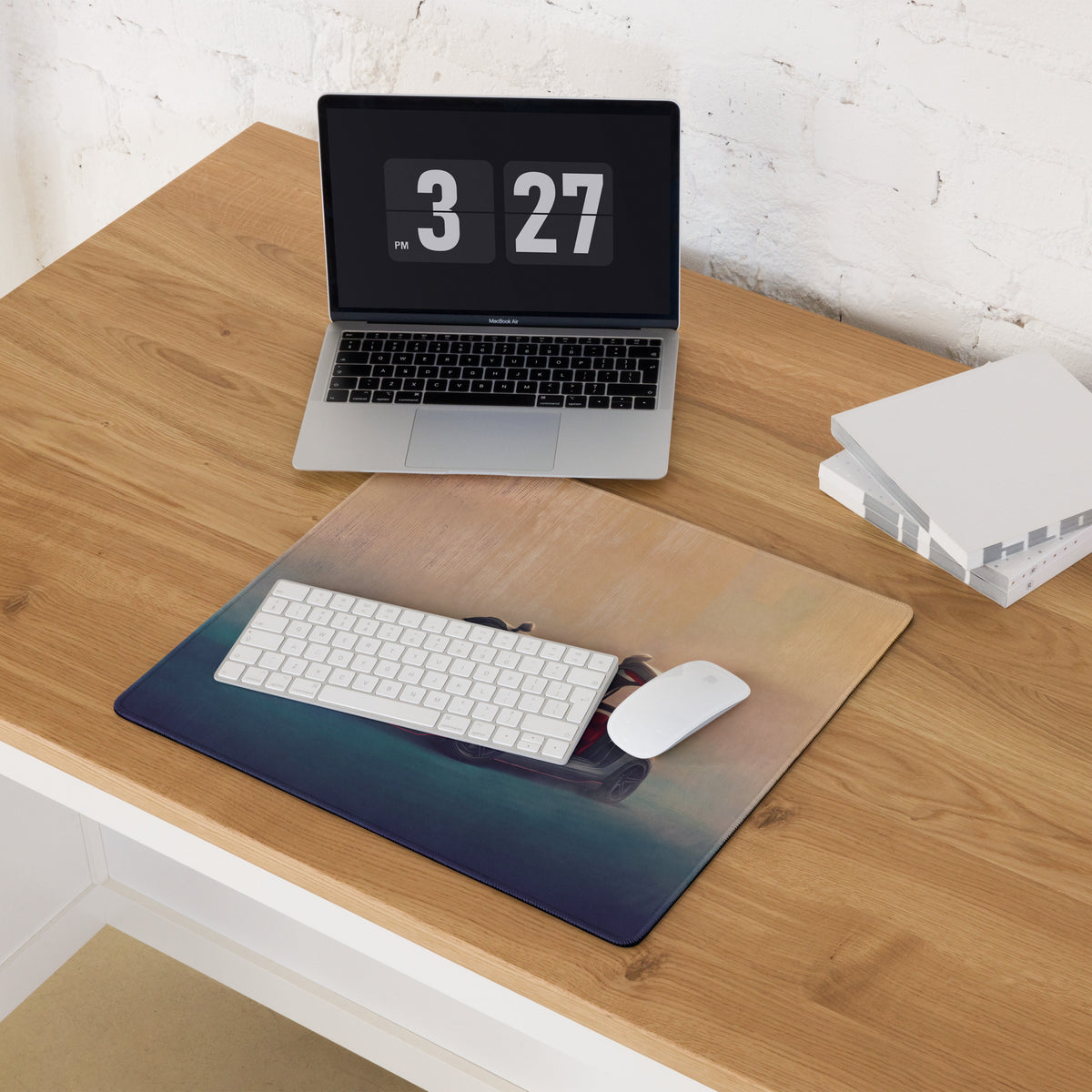 Mercedes-Benz SLS AMG Inspired Silver Gullwing Supercar Desk Mat – Low-Friction Cloth Setup Mousepad