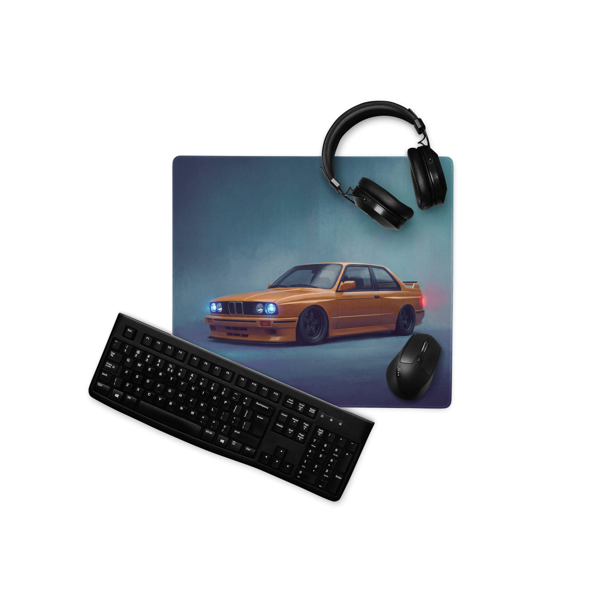 BMW M3 Inspired Dakar Yellow E30 Front Desk Pad – Extended Non-Slip PC Mouse Mat
