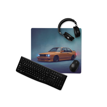 BMW M3 Inspired Dakar Yellow E30 Front Desk Pad – Extended Non-Slip PC Mouse Mat