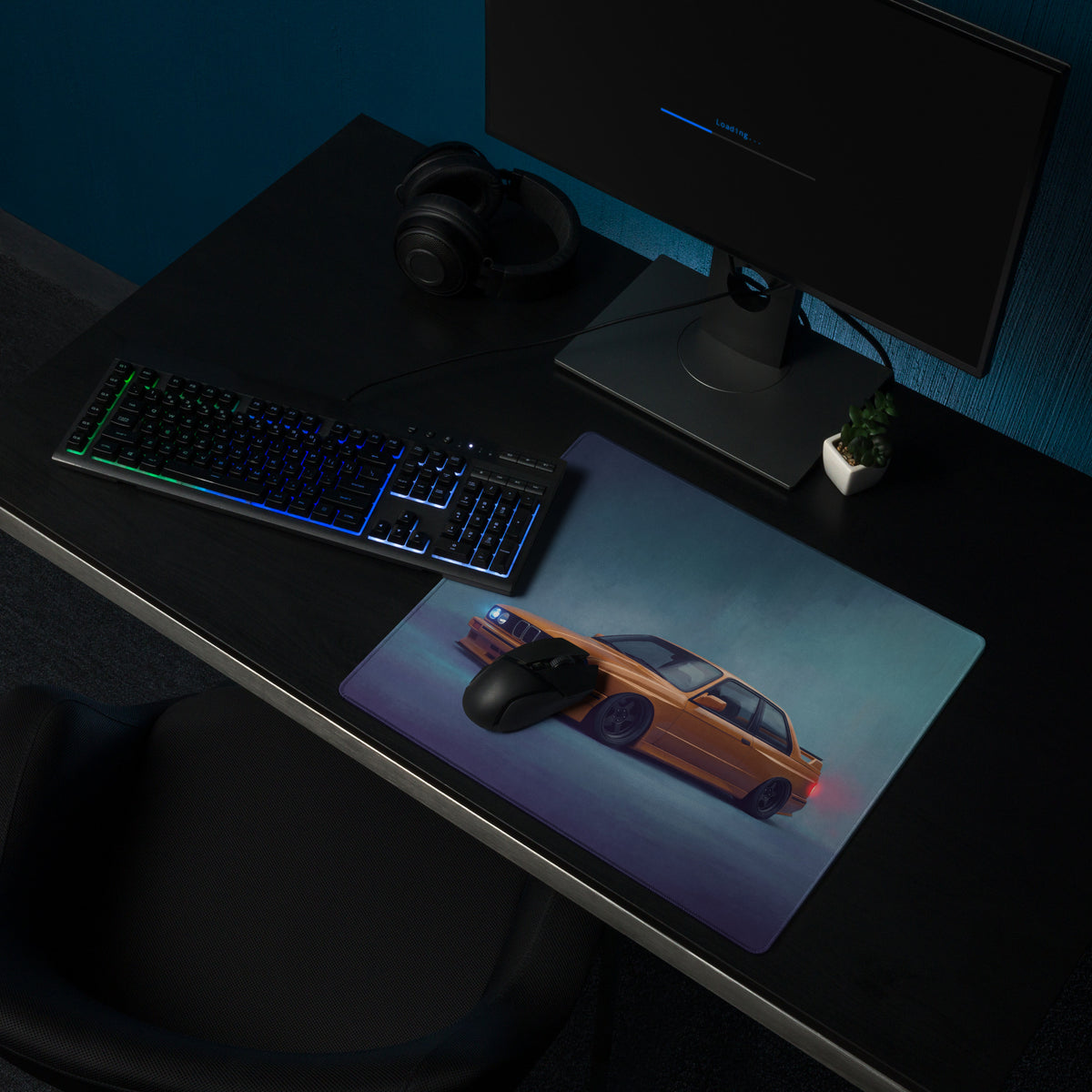 BMW M3 Inspired Dakar Yellow E30 Front Desk Pad – Extended Non-Slip PC Mouse Mat