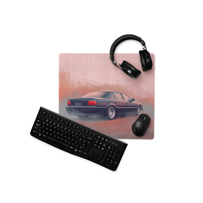 BMW 7 Series Inspired Dark Blue E38 Stance Desk Mat – Low-Friction Cloth Setup Mousepad