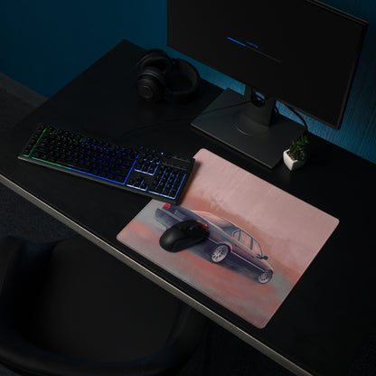 BMW 7 Series Inspired Dark Blue E38 Stance Desk Mat – Low-Friction Cloth Setup Mousepad
