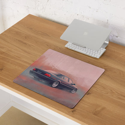 BMW 7 Series Inspired Dark Blue E38 Stance Desk Mat – Low-Friction Cloth Setup Mousepad