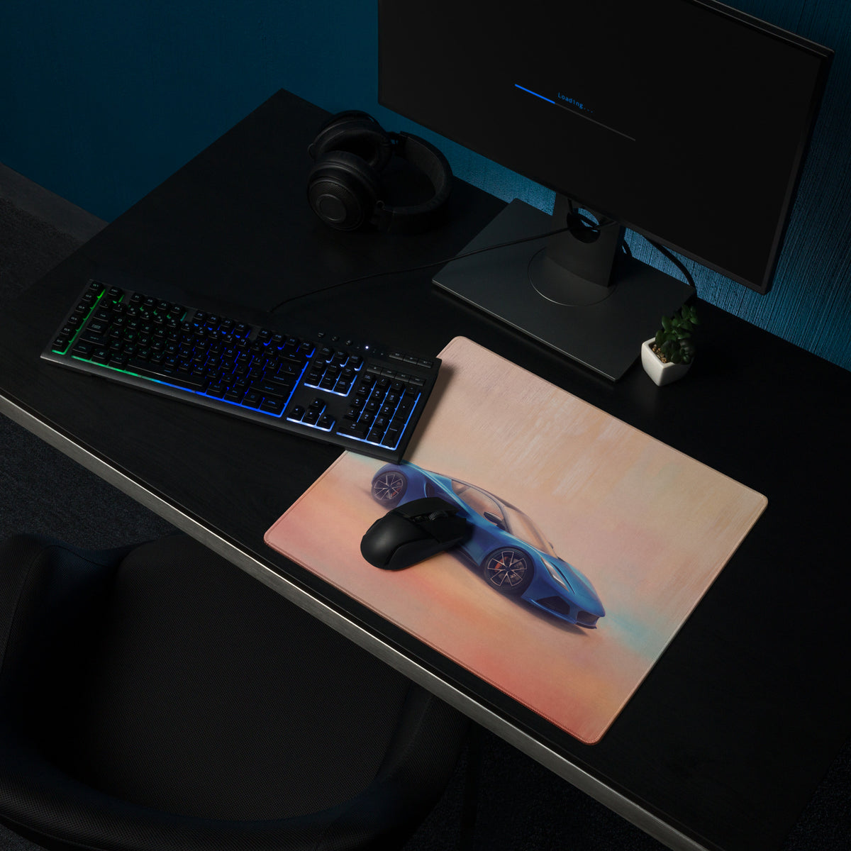 Lotus Emira Inspired Vibrant Blue Rear Desk Mat – High-Precision XL Gaming Mousepad