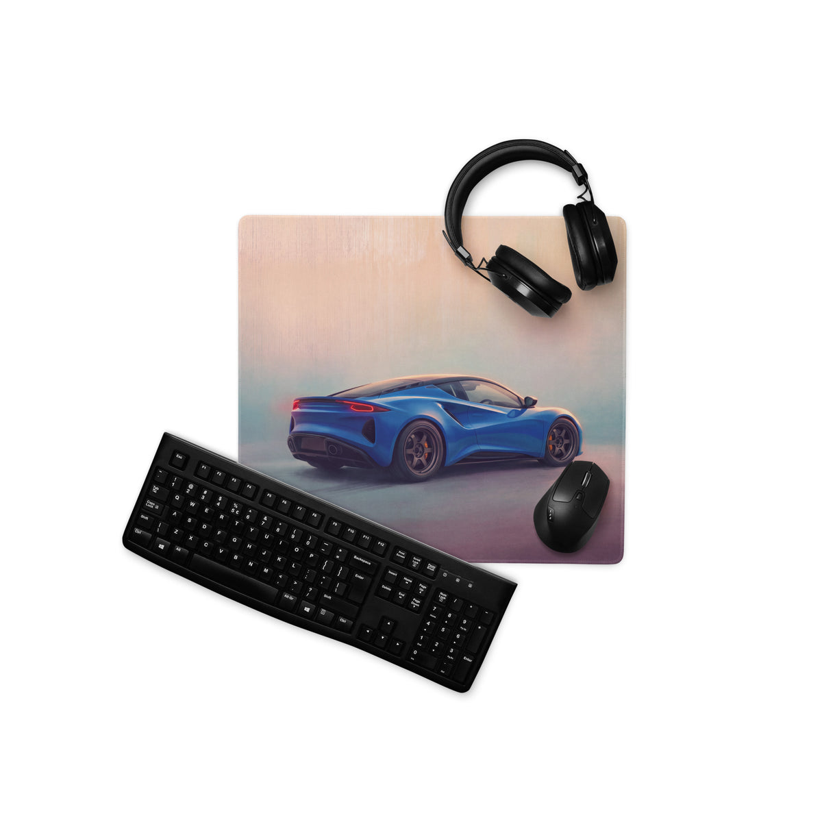 Lotus Emira Inspired Dynamic Blue Performance Desk Pad – Extended Non-Slip PC Mouse Mat