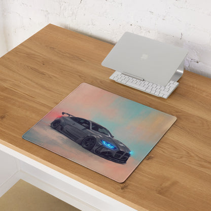 BMW M4 Inspired Dark Gray Widebody GT Wing Desk Mat – Ultra-Glide Stitched Edge Gaming Mouse Mat