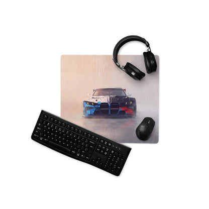 BMW M4 Inspired Motorsport Livery GT3 Frontal Desk Pad – Low-Friction Cloth Setup Mousepad