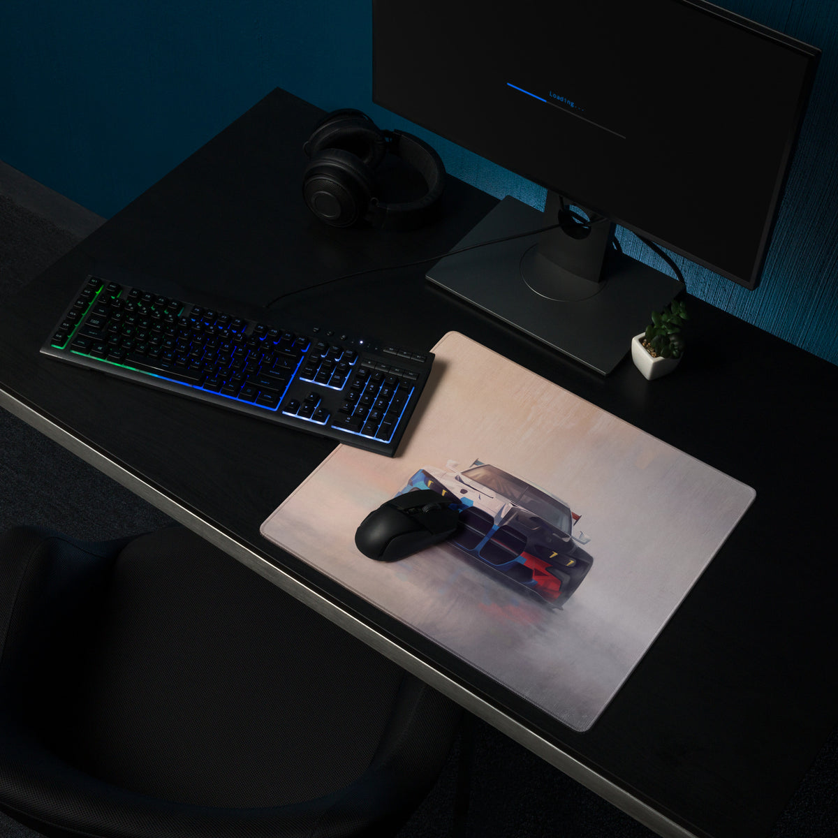 BMW M4 Inspired Motorsport Livery GT3 Frontal Desk Pad – Low-Friction Cloth Setup Mousepad