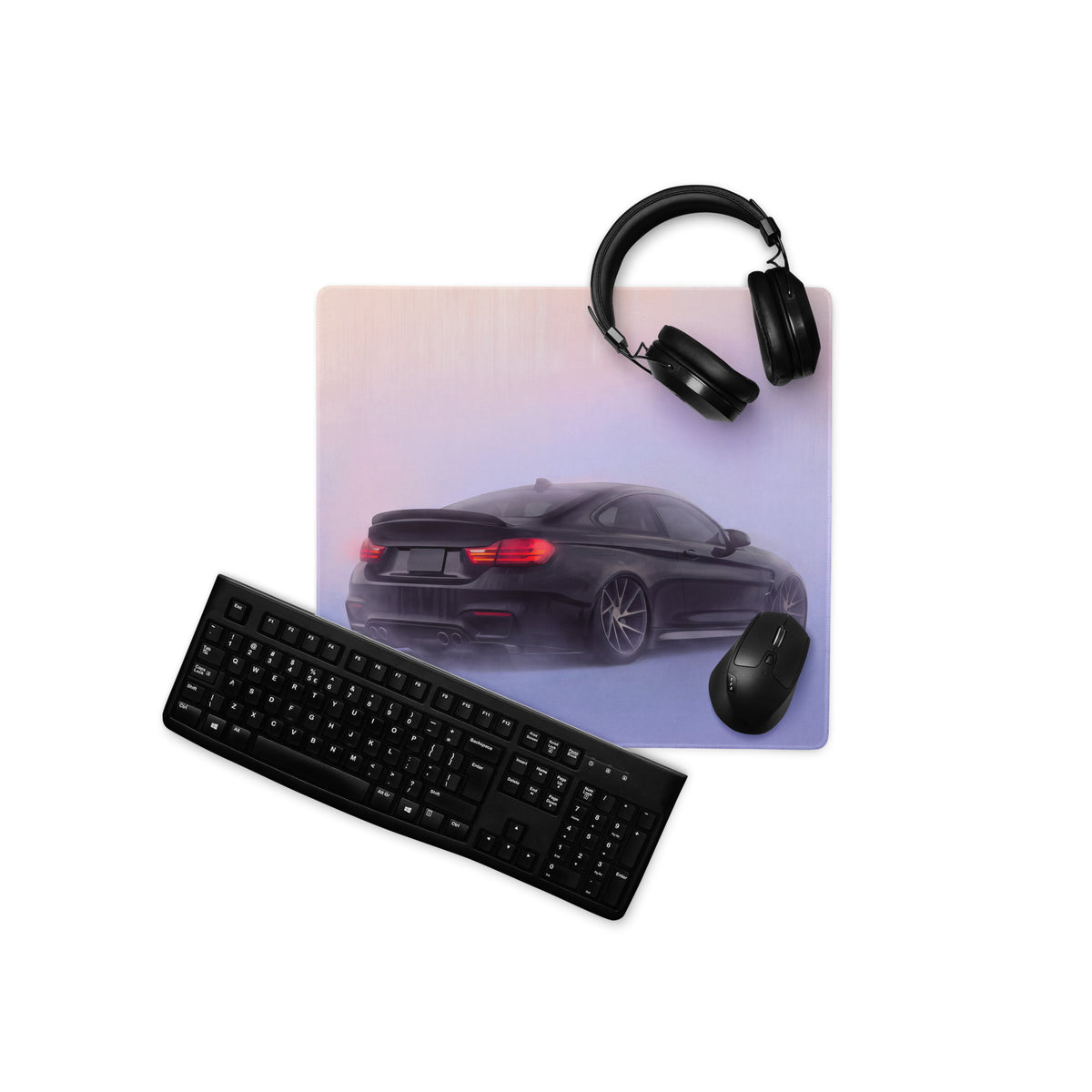 BMW M4 Inspired Sapphire Black Rear Profile Desk Pad – Ultra-Glide Stitched Edge Gaming Mouse Mat