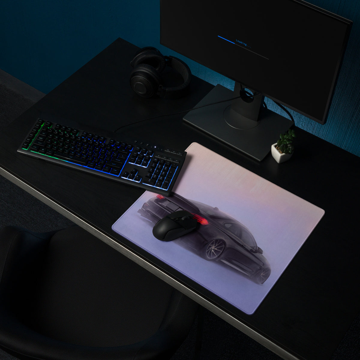 BMW M4 Inspired Sapphire Black Rear Profile Desk Pad – Ultra-Glide Stitched Edge Gaming Mouse Mat