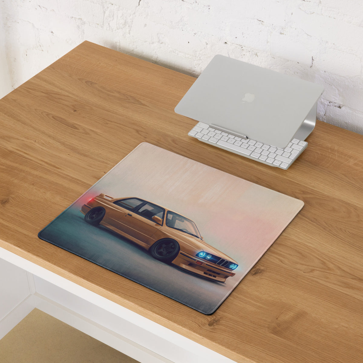 BMW M3 Inspired Dakar Yellow E30 Profile Desk Mat – Low-Friction Cloth Setup Mousepad
