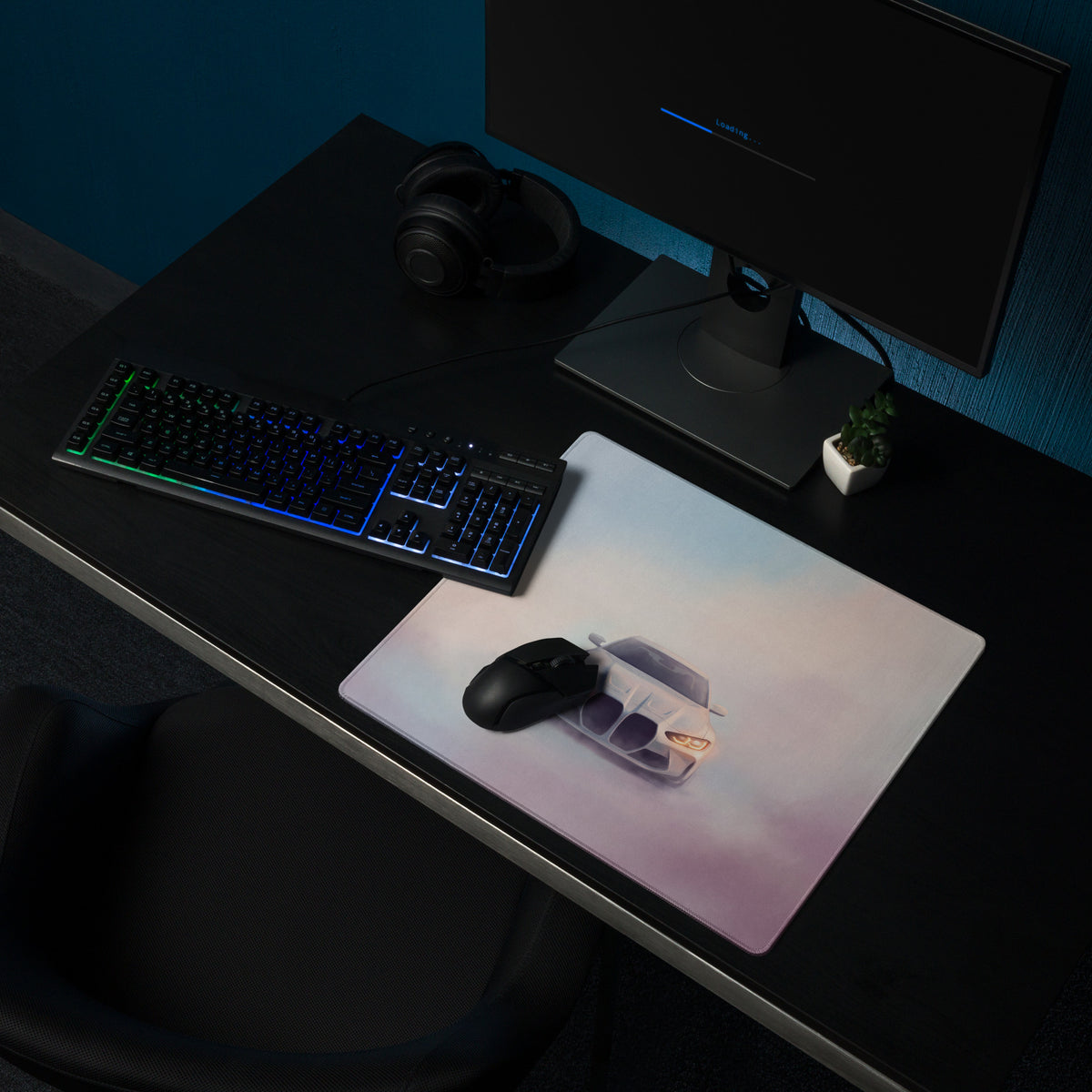 BMW M4 Inspired Alpine White G82 Frontal Desk Pad – Extended Non-Slip PC Mouse Mat
