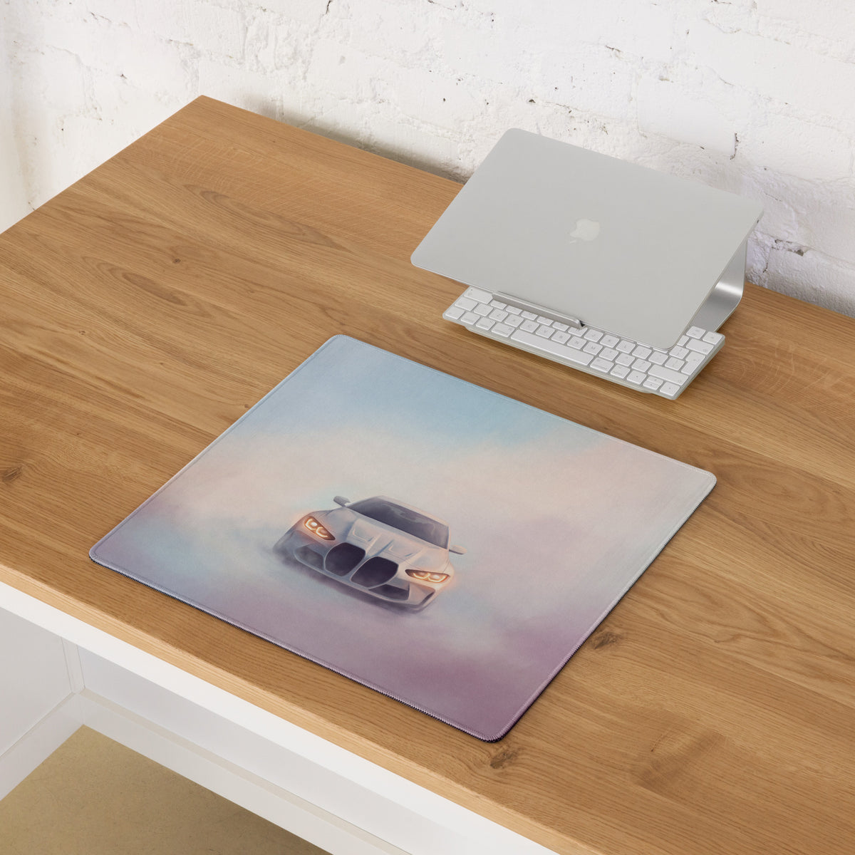 BMW M4 Inspired Alpine White G82 Frontal Desk Pad – Extended Non-Slip PC Mouse Mat