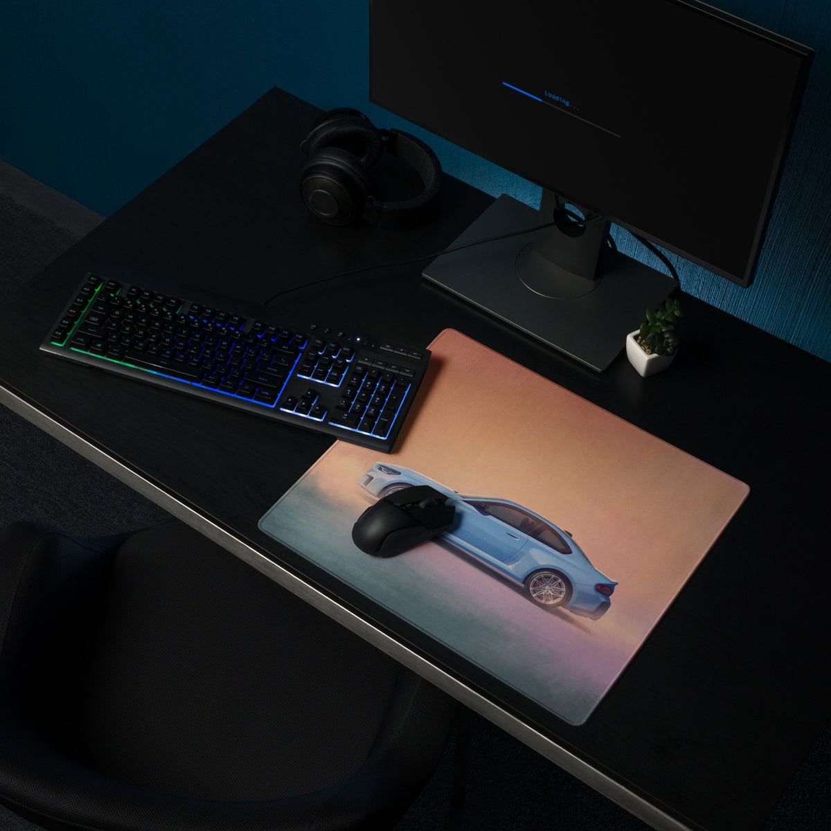 BMW M2 Inspired Zandvoort Blue Profile Desk Pad – Ultra-Glide Stitched Edge Gaming Mouse Mat