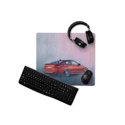 BMW M4 Inspired Sakhir Orange F82 Rear Desk Mat – Low-Friction Cloth Setup Mousepad
