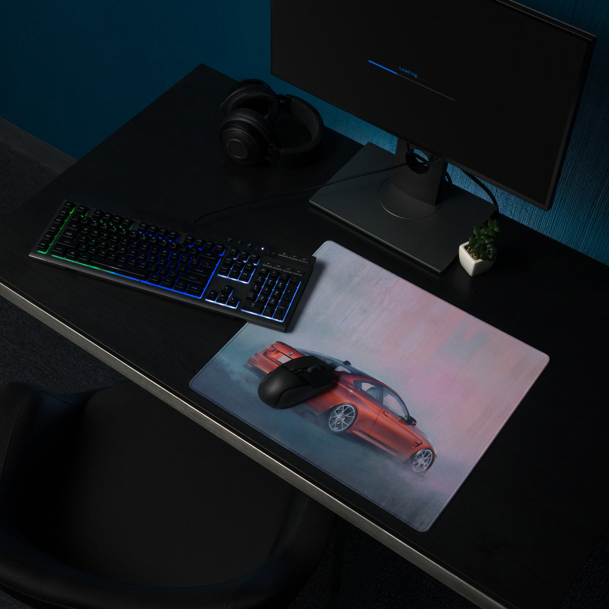 BMW M4 Inspired Sakhir Orange F82 Rear Desk Mat – Low-Friction Cloth Setup Mousepad