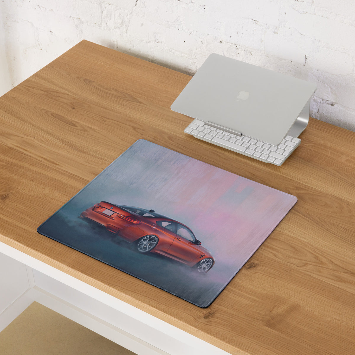 BMW M4 Inspired Sakhir Orange F82 Rear Desk Mat – Low-Friction Cloth Setup Mousepad