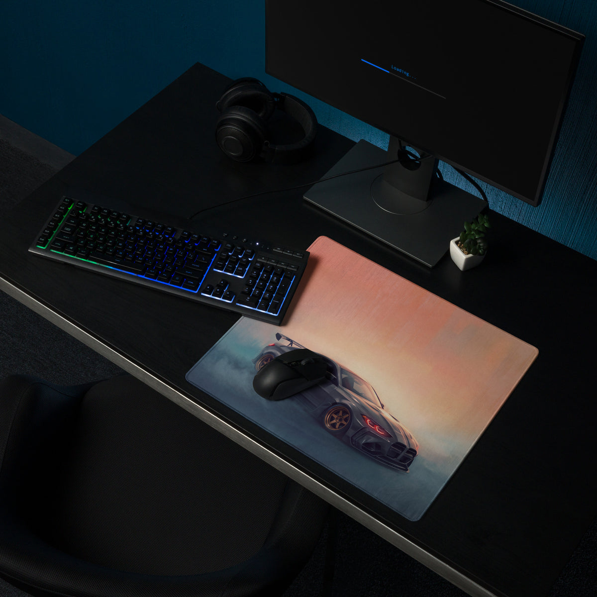 BMW M4 Inspired Dark Gray Widebody G82 GT Wing Desk Pad – Extended Non-Slip PC Mouse Mat