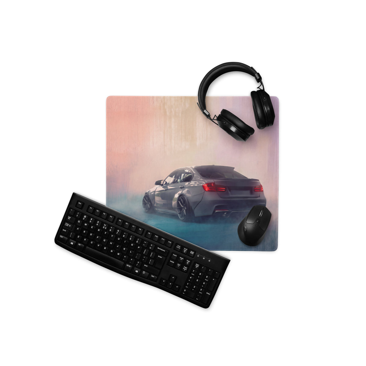 BMW M3 Inspired Mineral Gray F80 Widebody Rear Desk Mat – Low-Friction Cloth Setup Mousepad