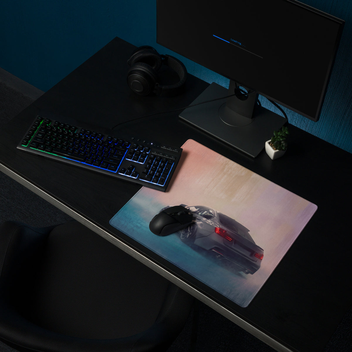 BMW M3 Inspired Mineral Gray F80 Widebody Rear Desk Mat – Low-Friction Cloth Setup Mousepad