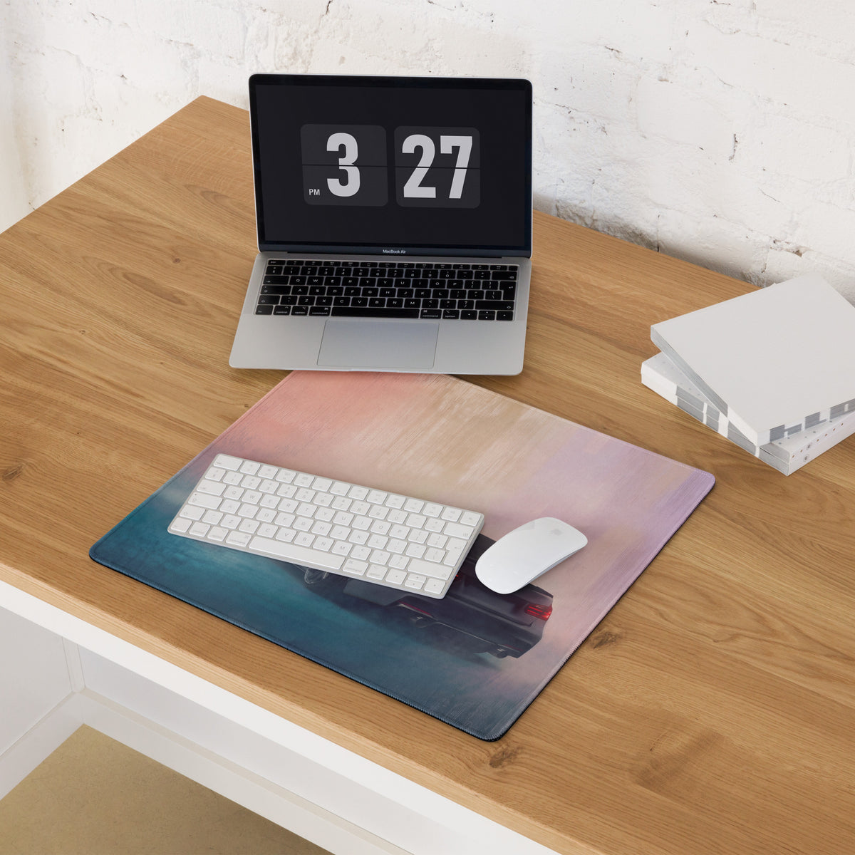 BMW M3 Inspired Mineral Gray F80 Widebody Rear Desk Mat – Low-Friction Cloth Setup Mousepad