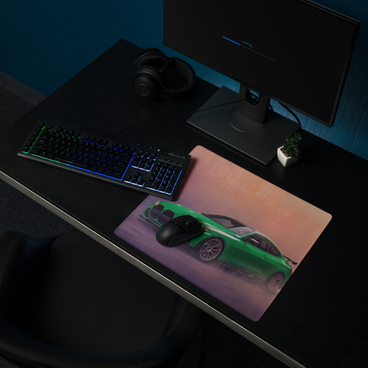 BMW M4 Inspired Isle of Man Green G82 Track Desk Pad – Ultra-Glide Stitched Edge Gaming Mouse Mat