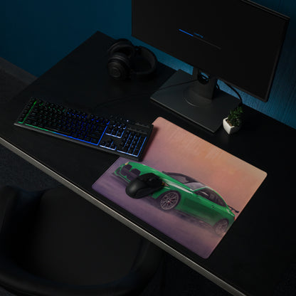 BMW M4 Inspired Isle of Man Green G82 Track Desk Pad – Ultra-Glide Stitched Edge Gaming Mouse Mat