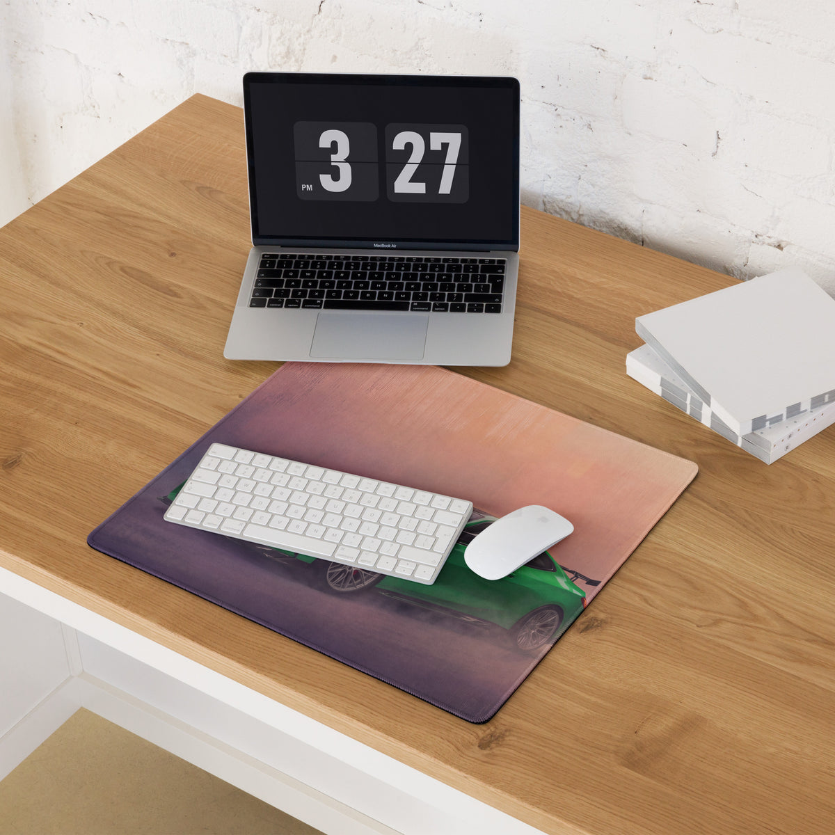 BMW M4 Inspired Isle of Man Green G82 Track Desk Pad – Ultra-Glide Stitched Edge Gaming Mouse Mat