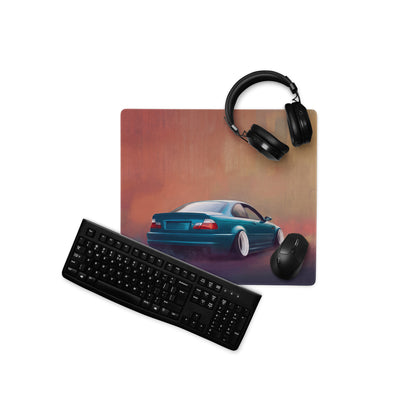 BMW M3 Inspired Laguna Seca Blue E46 Stance Desk Mat – Low-Friction Cloth Setup Mousepad