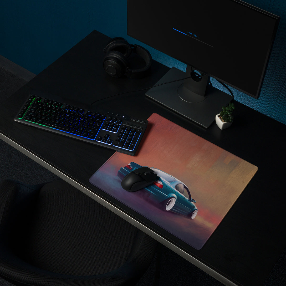 BMW M3 Inspired Laguna Seca Blue E46 Stance Desk Mat – Low-Friction Cloth Setup Mousepad