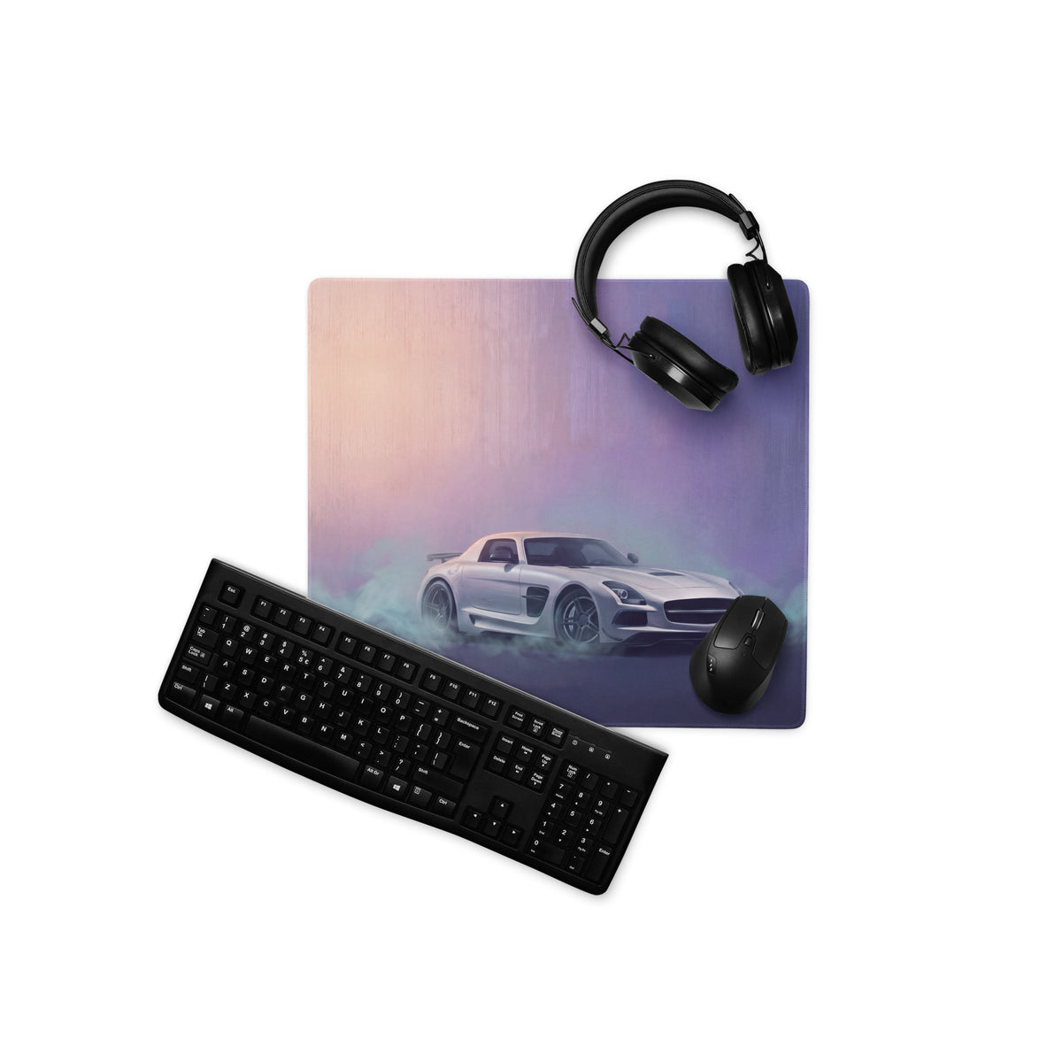 Mercedes-Benz SLS AMG Inspired Silver GT Black Series Desk Pad – Ultra-Glide Stitched Edge Gaming Mouse Mat