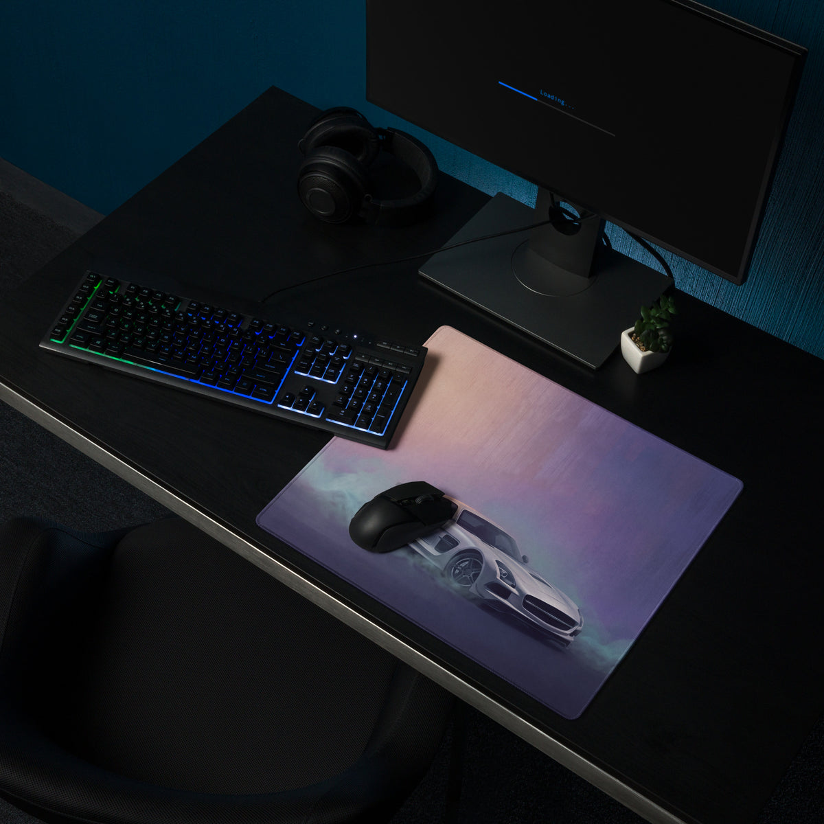 Mercedes-Benz SLS AMG Inspired Silver GT Black Series Desk Pad – Ultra-Glide Stitched Edge Gaming Mouse Mat