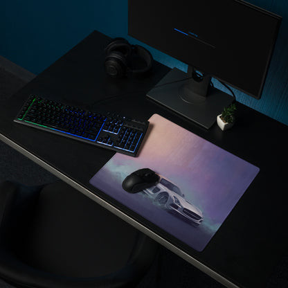 Mercedes-Benz SLS AMG Inspired Silver GT Black Series Desk Pad – Ultra-Glide Stitched Edge Gaming Mouse Mat