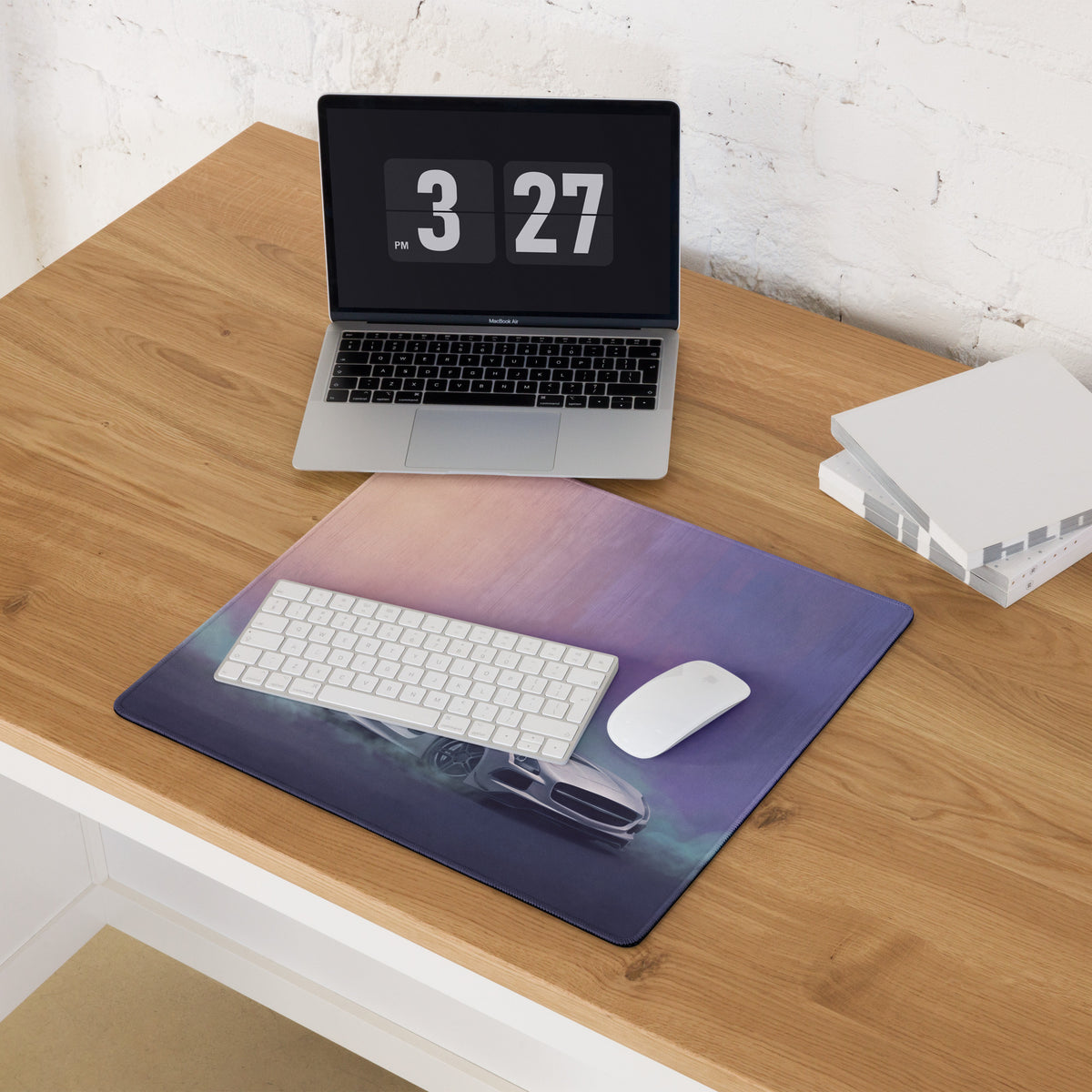 Mercedes-Benz SLS AMG Inspired Silver GT Black Series Desk Pad – Ultra-Glide Stitched Edge Gaming Mouse Mat