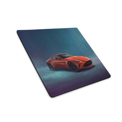 Orange aston martin v12 vanquish graphic printed on rectangular high-precision xl gaming mousepad front desk mat