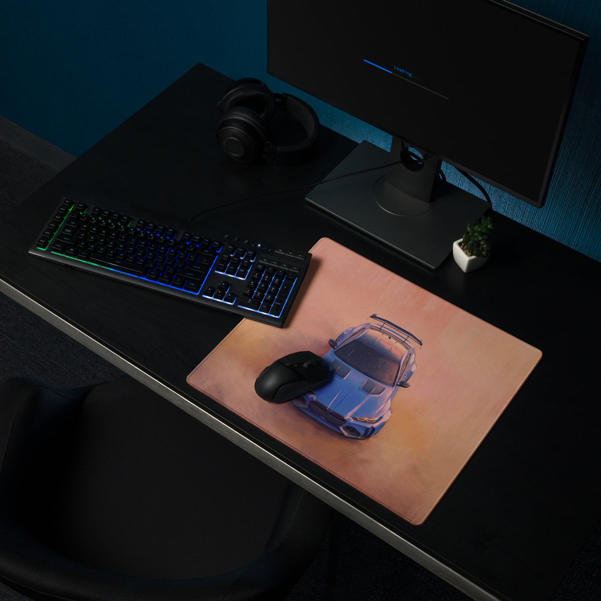 BMW M4 Inspired Marina Bay Blue GT Wing Desk Pad – Extended Non-Slip PC Mouse Mat