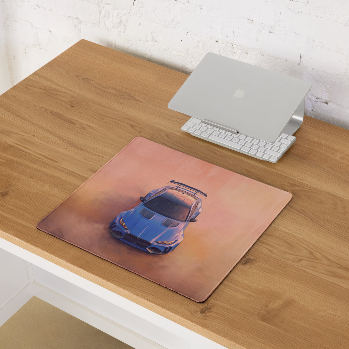 BMW M4 Inspired Marina Bay Blue GT Wing Desk Pad – Extended Non-Slip PC Mouse Mat