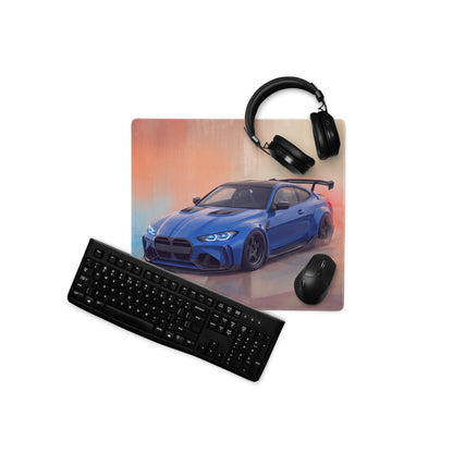 BMW M4 Inspired Portimao Blue G82 Widebody GT Wing Desk Mat – Low-Friction Cloth Setup Mousepad