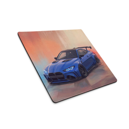 BMW M4 Inspired Portimao Blue G82 Widebody GT Wing Desk Mat – Low-Friction Cloth Setup Mousepad