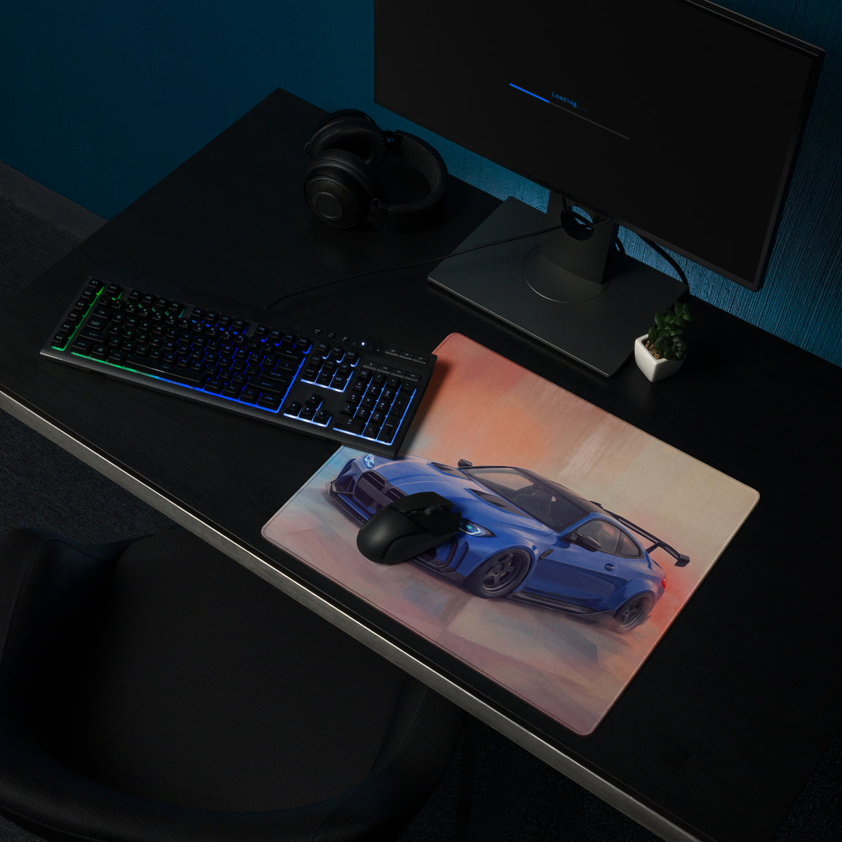 BMW M4 Inspired Portimao Blue G82 Widebody GT Wing Desk Mat – Low-Friction Cloth Setup Mousepad