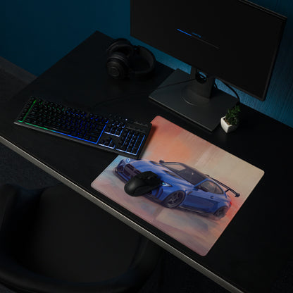 BMW M4 Inspired Portimao Blue G82 Widebody GT Wing Desk Mat – Low-Friction Cloth Setup Mousepad