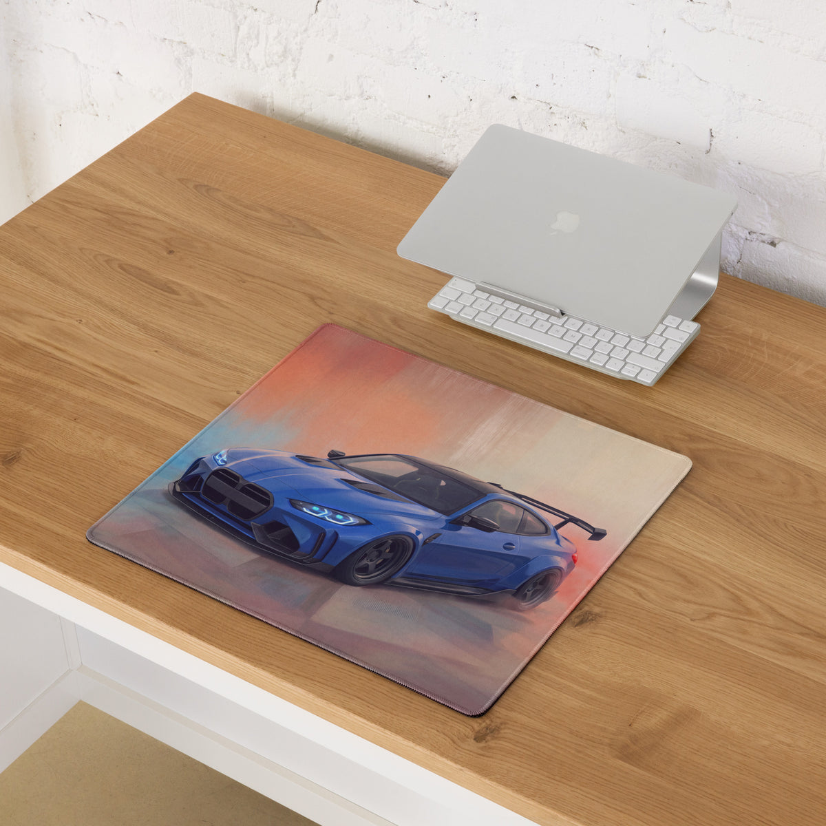 BMW M4 Inspired Portimao Blue G82 Widebody GT Wing Desk Mat – Low-Friction Cloth Setup Mousepad