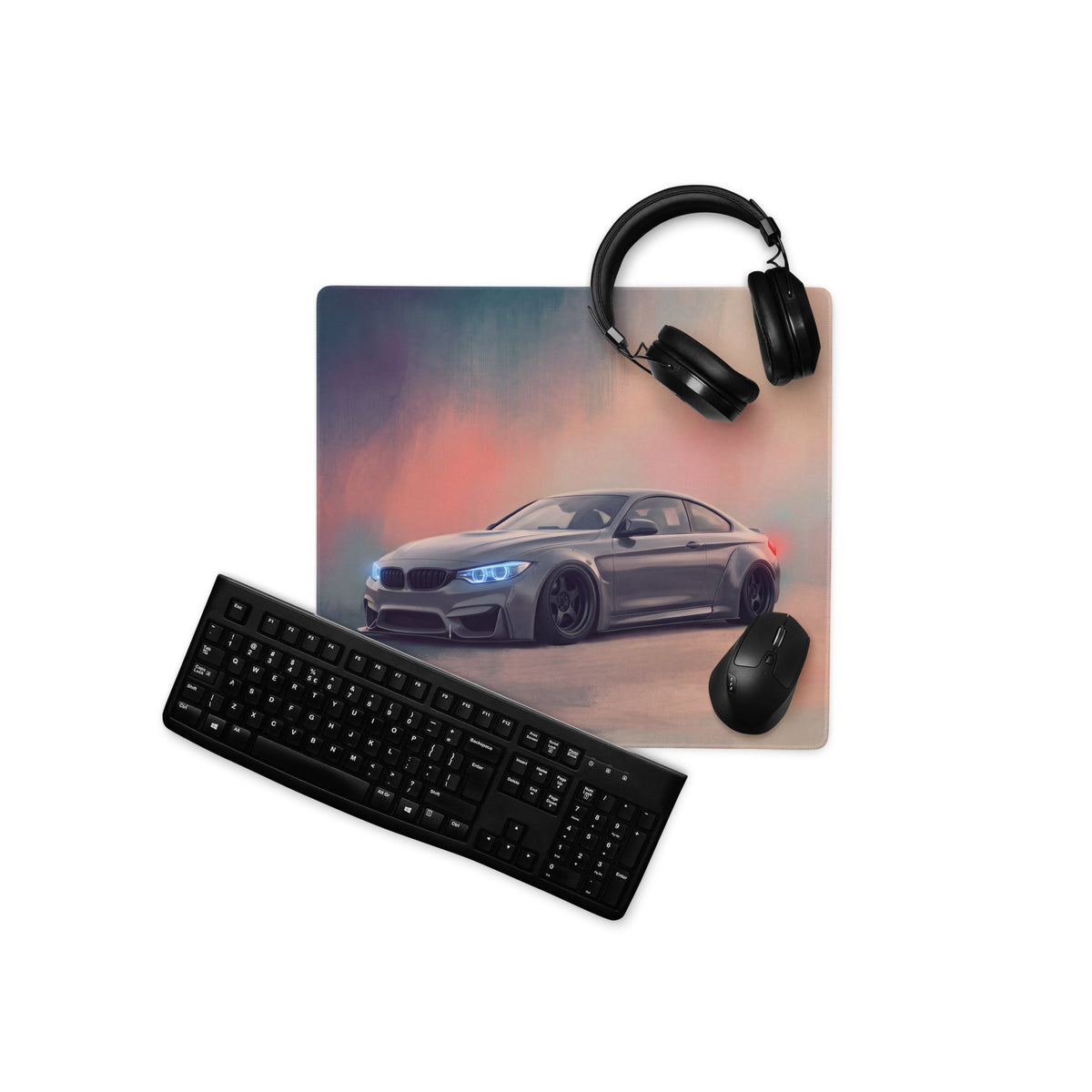 BMW M4 Inspired Mineral Gray Widebody Desk Pad – Extended Non-Slip PC Mouse Mat
