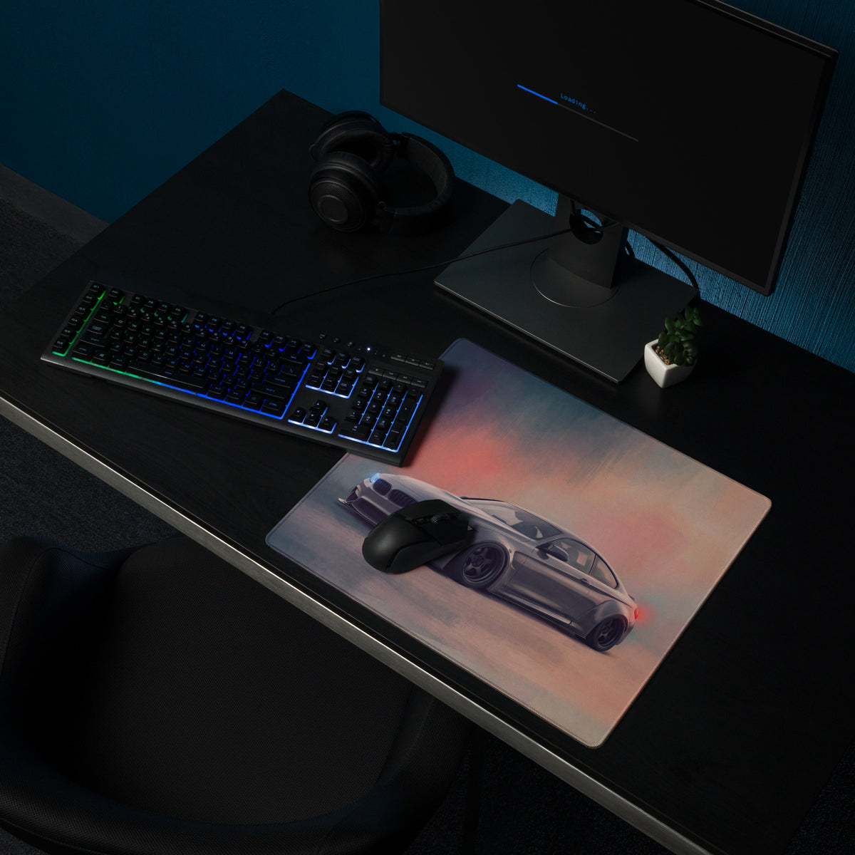 BMW M4 Inspired Mineral Gray Widebody Desk Pad – Extended Non-Slip PC Mouse Mat