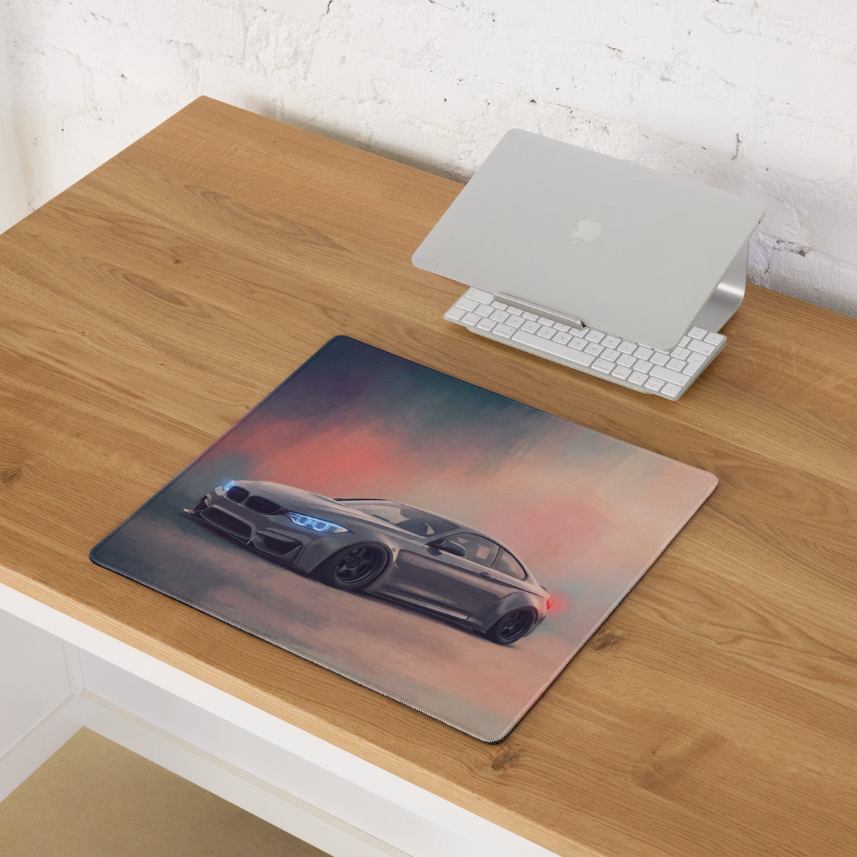 BMW M4 Inspired Mineral Gray Widebody Desk Pad – Extended Non-Slip PC Mouse Mat