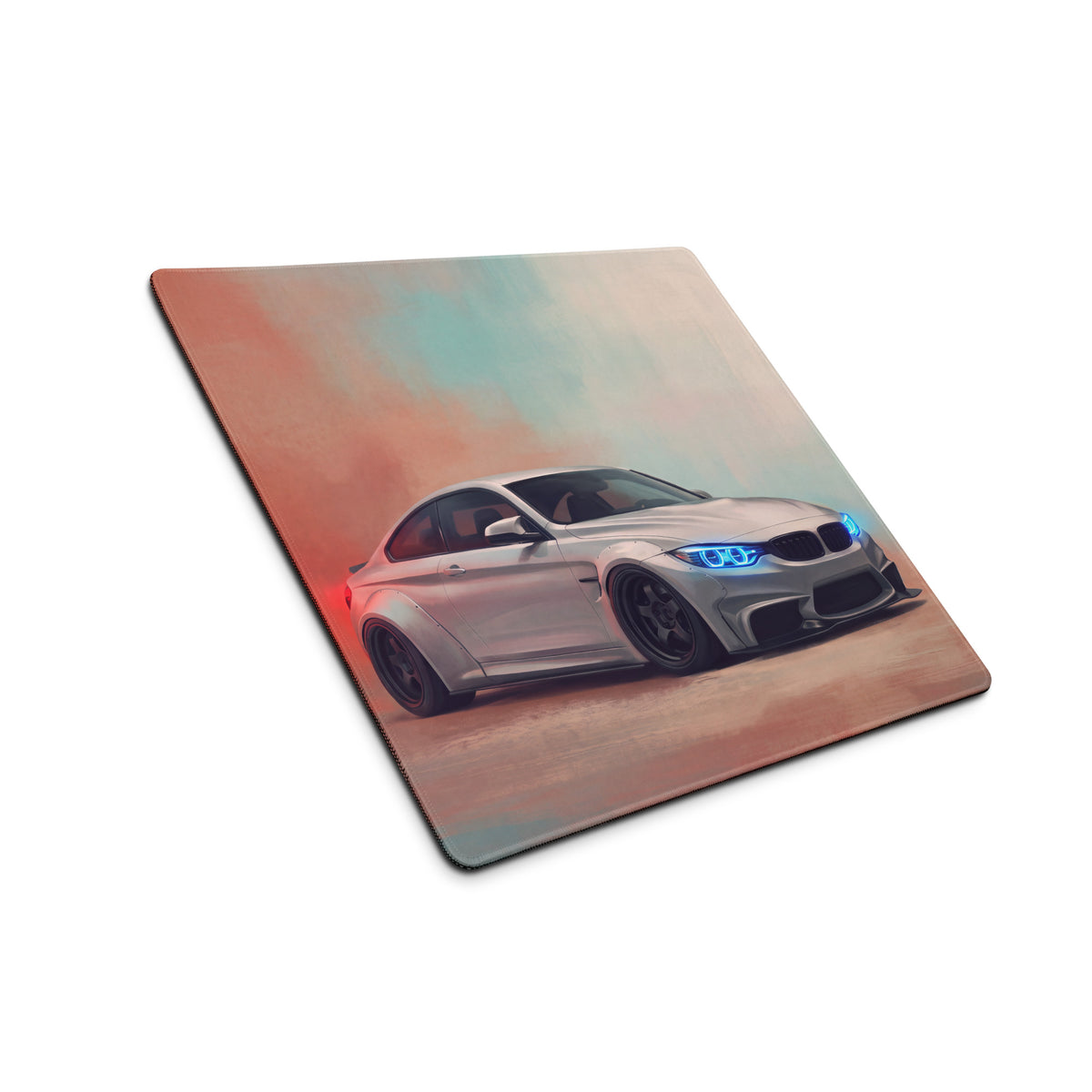 BMW M4 Inspired Alpine White Widebody Desk Pad – Ultra-Glide Stitched Edge Gaming Mouse Mat