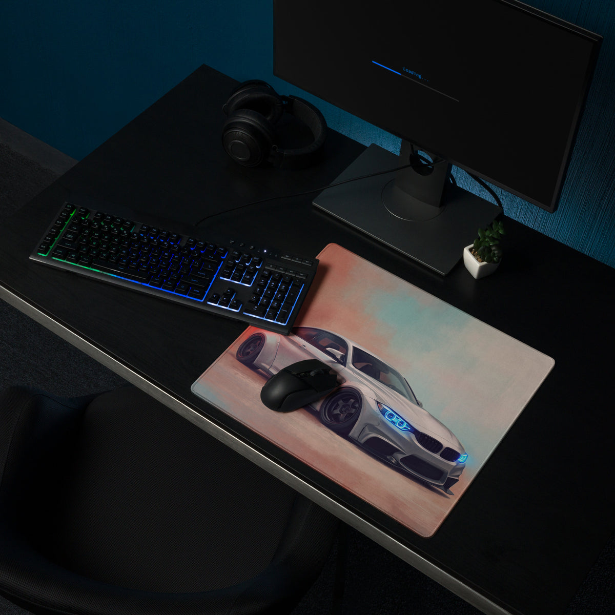BMW M4 Inspired Alpine White Widebody Desk Pad – Ultra-Glide Stitched Edge Gaming Mouse Mat