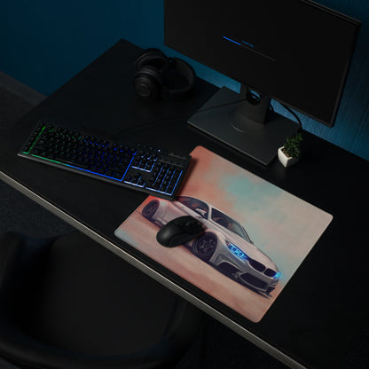 BMW M4 Inspired Alpine White Widebody Desk Pad – Ultra-Glide Stitched Edge Gaming Mouse Mat