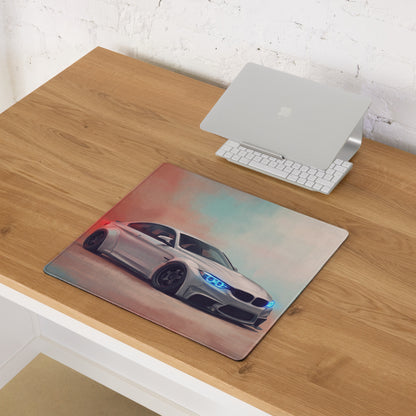 BMW M4 Inspired Alpine White Widebody Desk Pad – Ultra-Glide Stitched Edge Gaming Mouse Mat